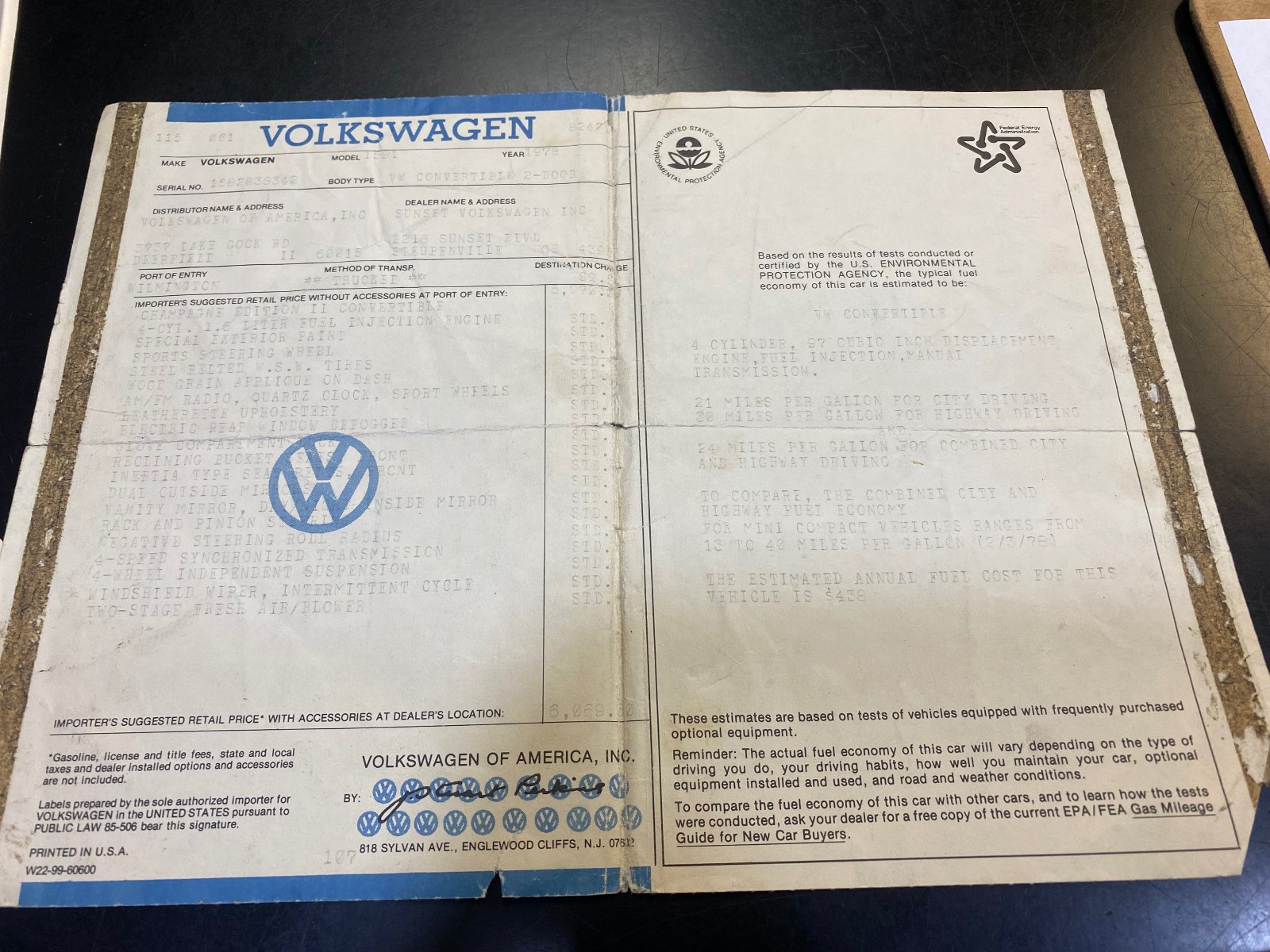1978 Volkswagen  Super Beetle Cabriolet  463
