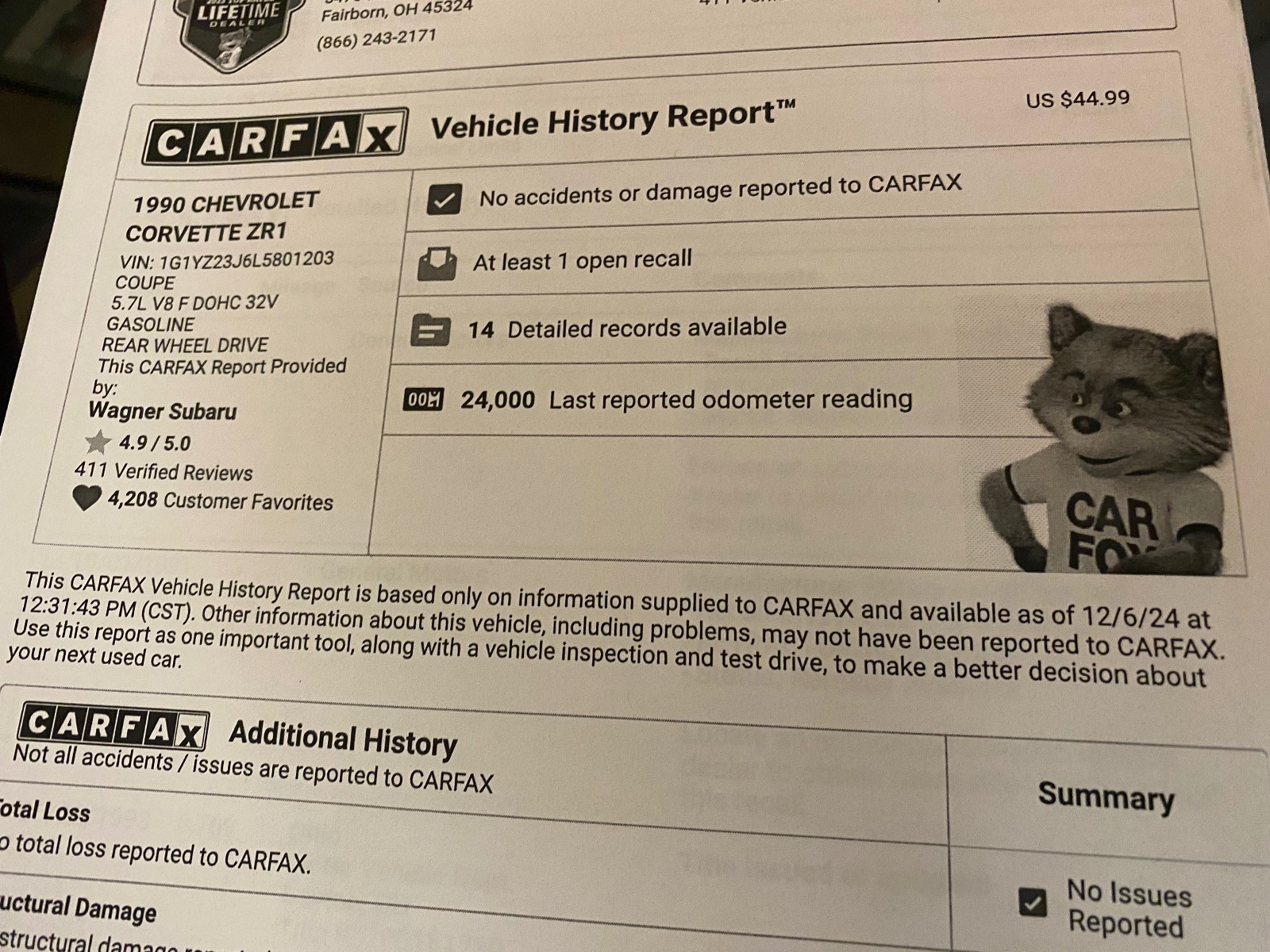 1990 Chevrolet  Corvette 1244